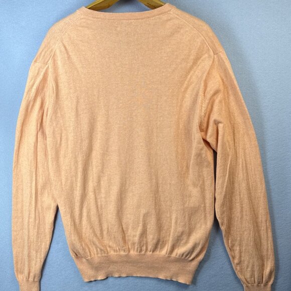 Peter Millar Sweater Men’s L Orange V-Neck Luxury Blend 95% Cotton 5% Cashmere - Picture 6 of 9